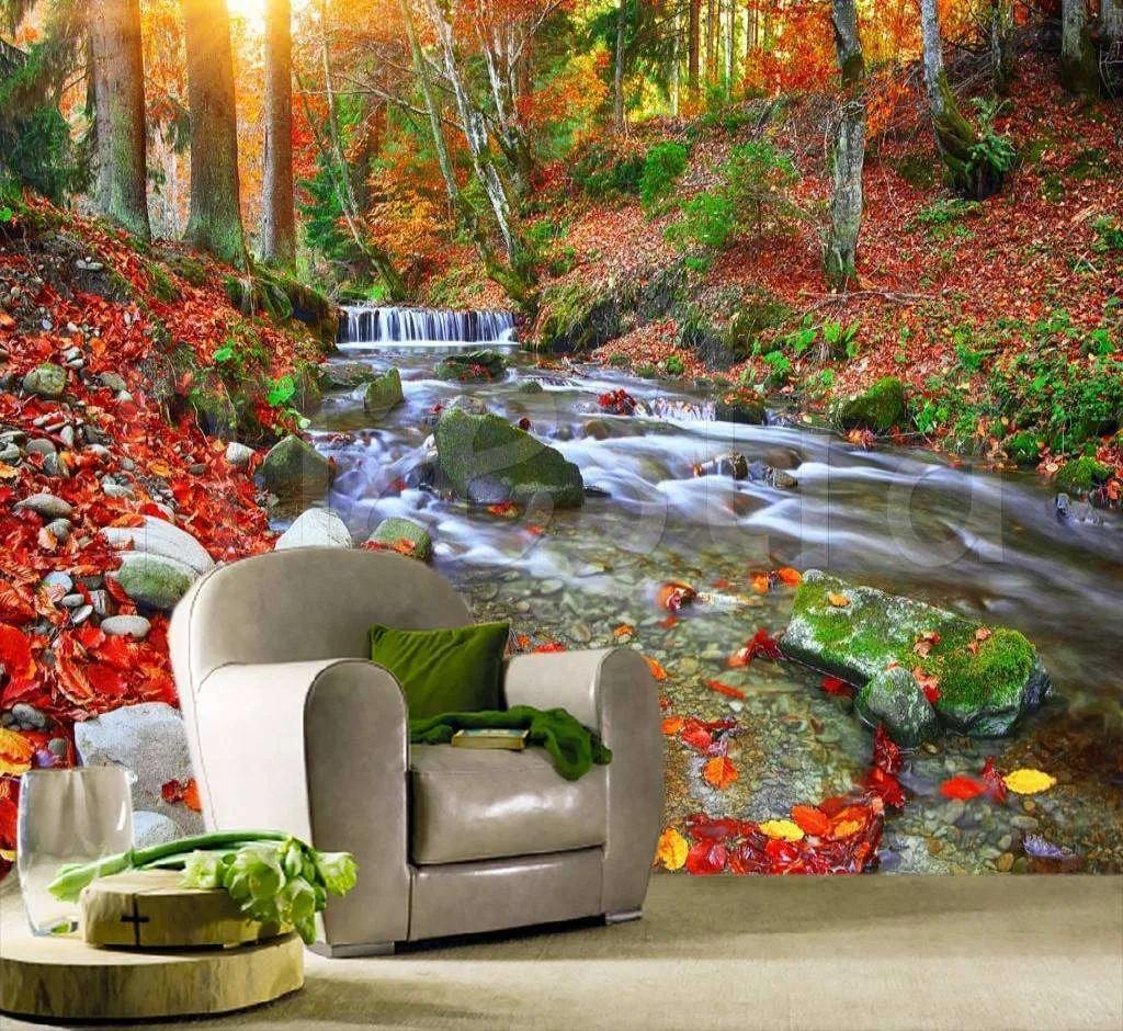 Фотообои в интерьере водопад в карпатах  9-877 фото