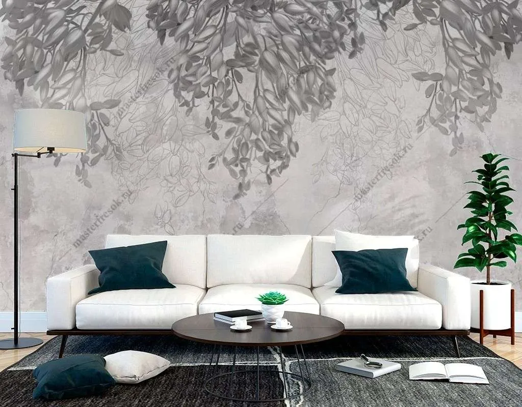 Фотообои в интерьере 3д кампсисы в бутонах  10-936 фото