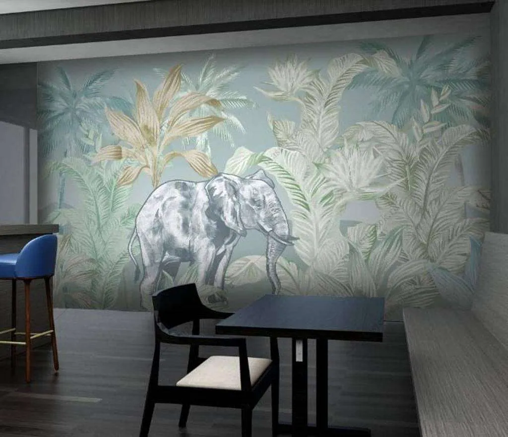 Фотообои в интерьере слон в тропиках  16-125 фото