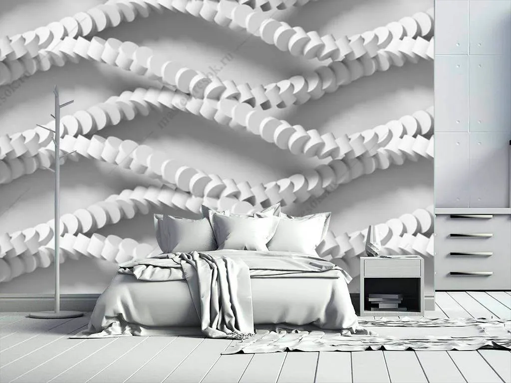 Фотообои в интерьере 3д геометрическая волна  10-802 фото