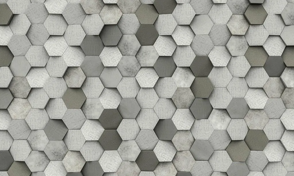 Фотообои в интерьере 3д серые соты  10-781 фото