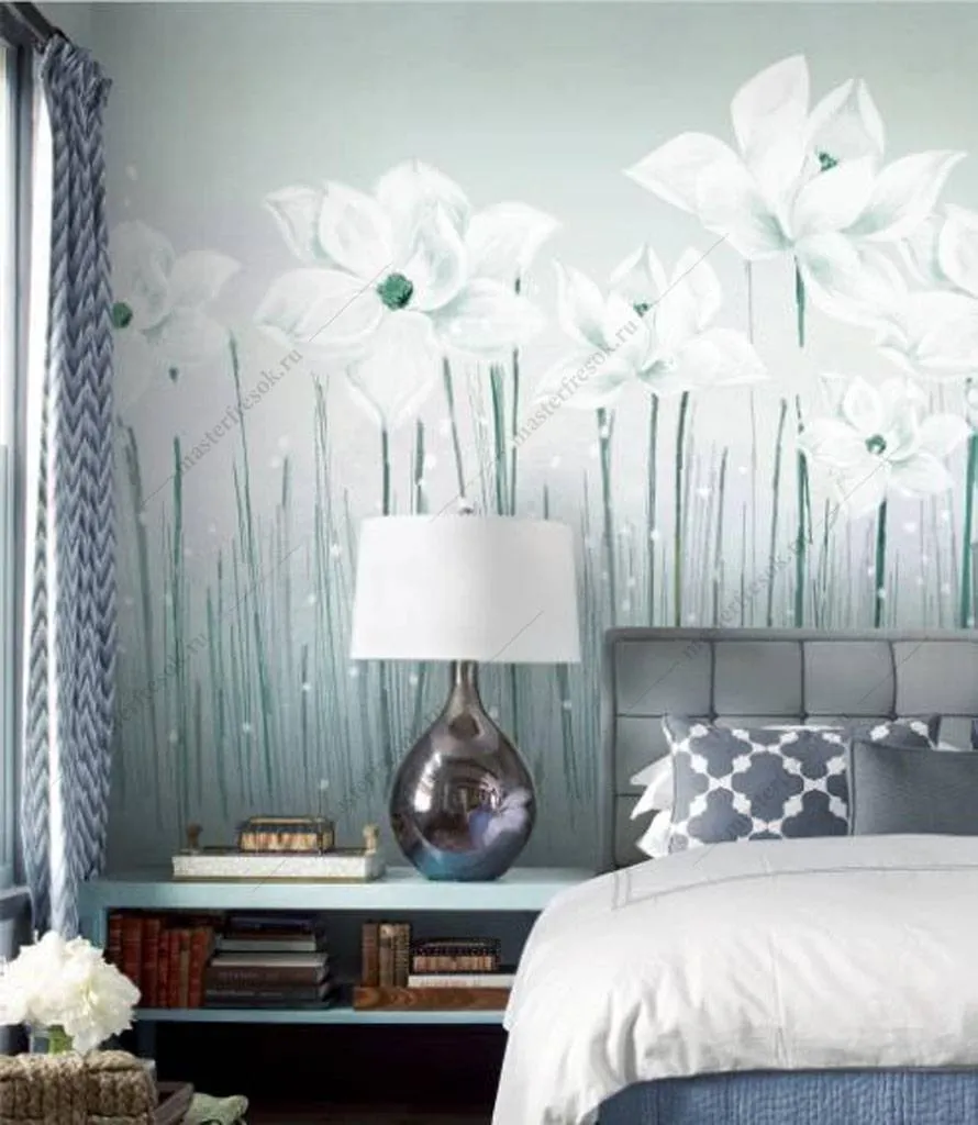 Фотообои в интерьере цветочное поле  15-924 фото