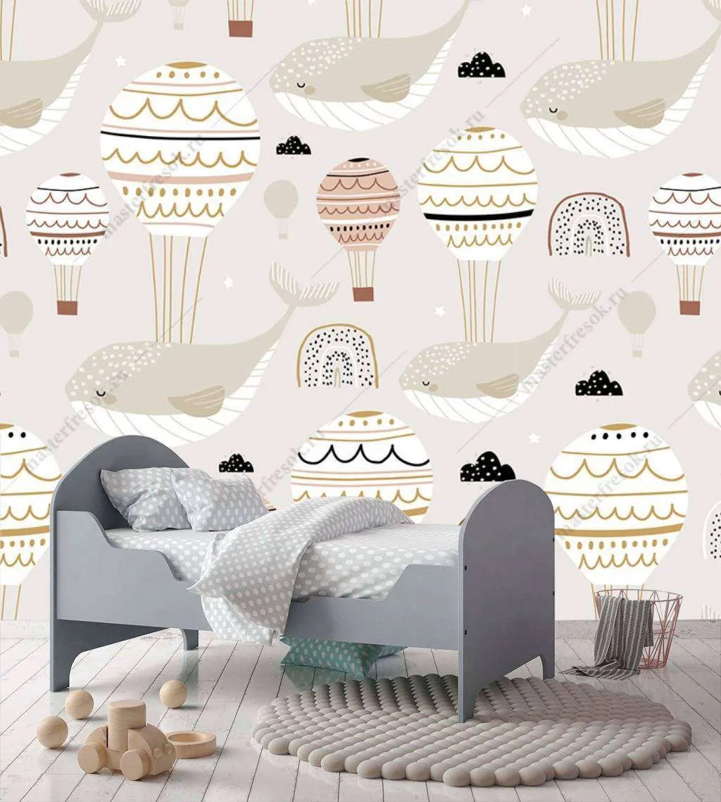 Фотообои в интерьере шары и киты  12-699 фото