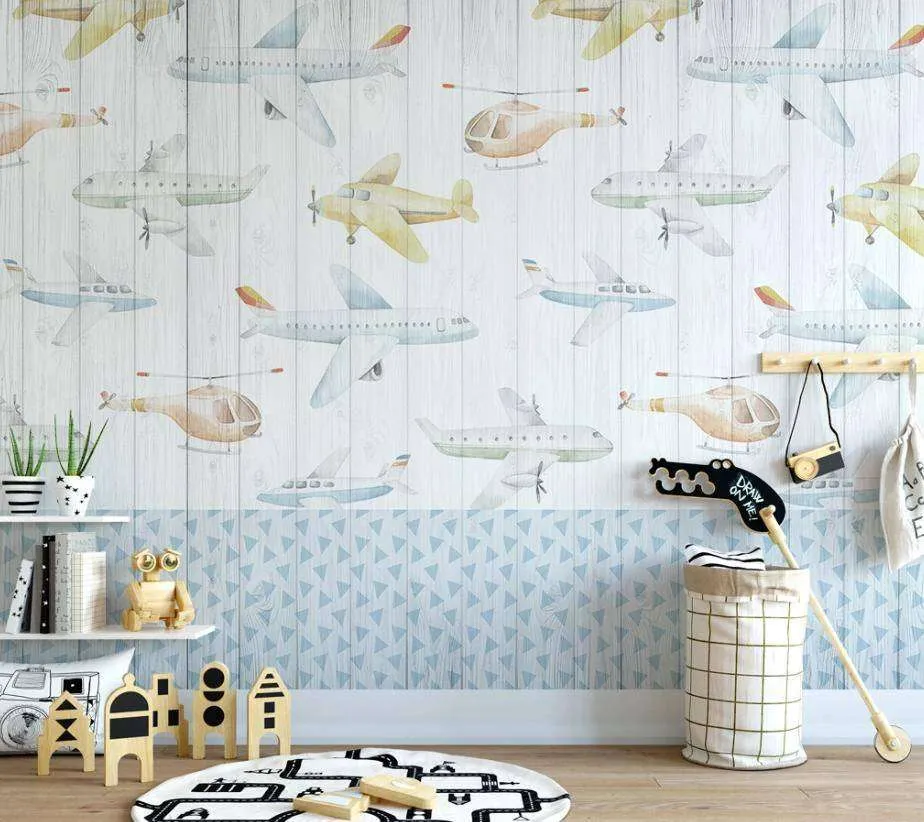 Фотообои в интерьере самолетики фон  15-118 фото