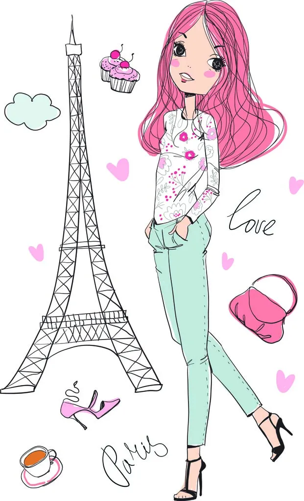 Фотообои в интерьере милая девочка париж  12-1255 фото