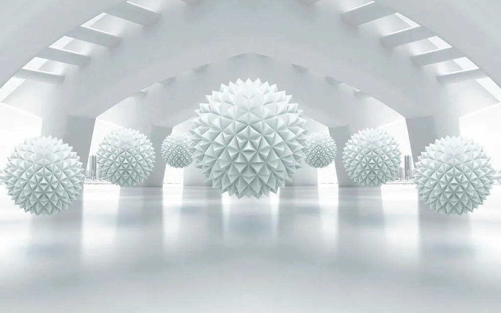 Фотообои в интерьере 3д объемные фактурные шары  10-791 фото