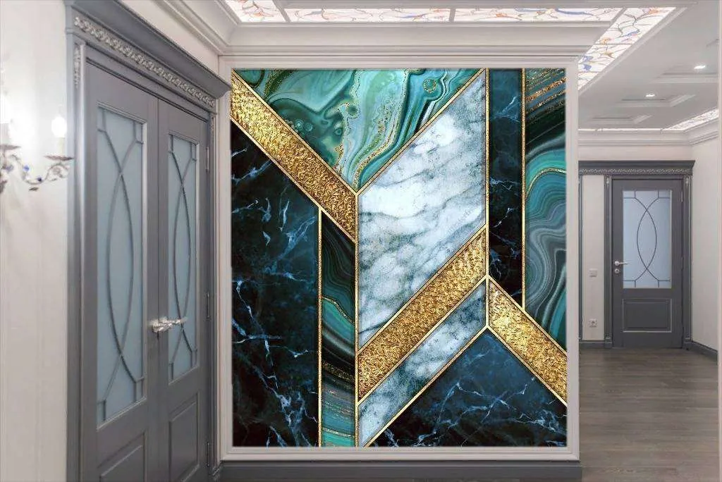 Фотообои Бесшовные обои на стену:  Бирюзовый мрамор. Артикул: 9-1099  