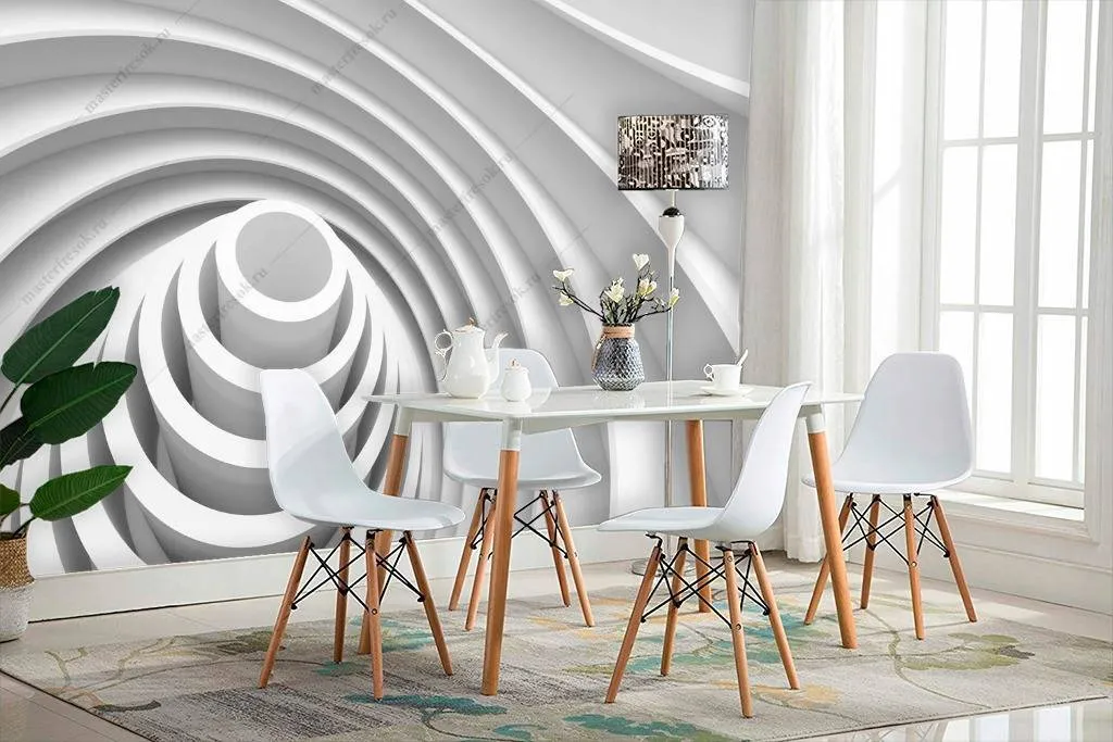 Фотообои в интерьере 3д волнообразная пирамида  10-823 фото