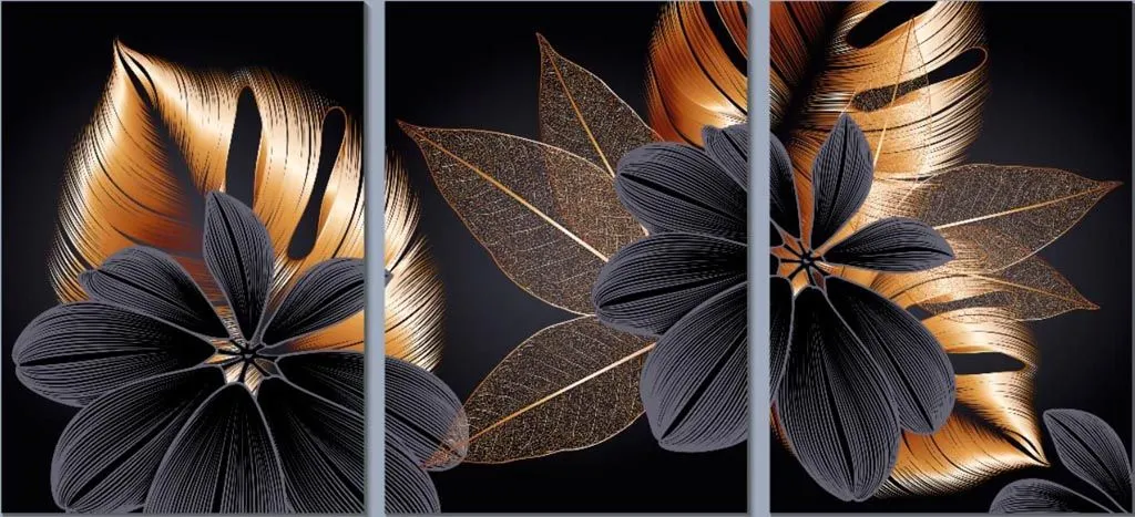 Фотообои в интерьере коллаж черные цветы  9-1611 фото