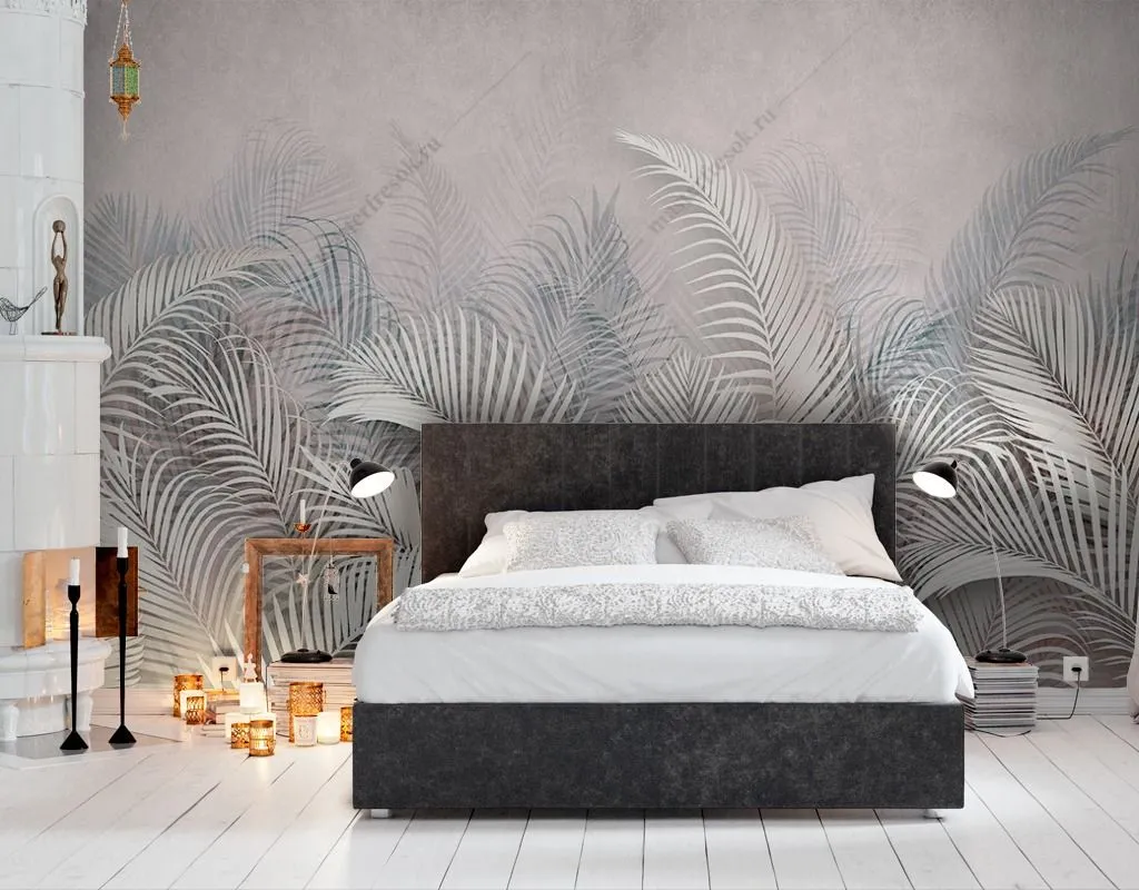 Фотообои в интерьере листья пальмы снизу  9-1601 фото