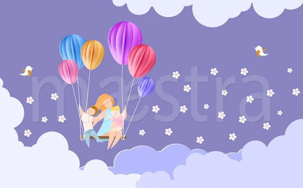 Фотообои в интерьере полеты в облаках  15-219 фото