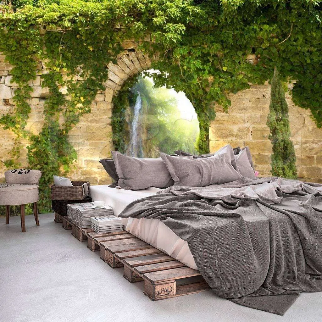 Фотообои в интерьере арка у водопада  5-161 фото