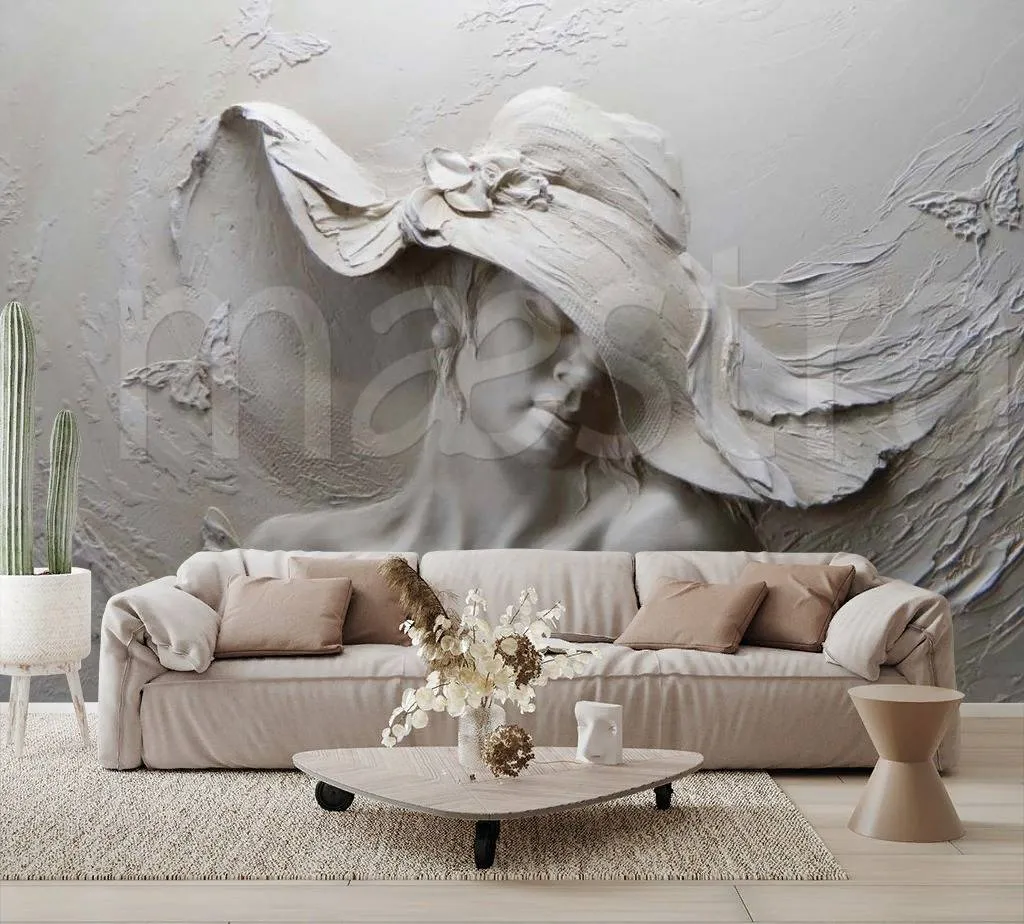 Фотообои в интерьере женщина в шляпе  7-817 фото