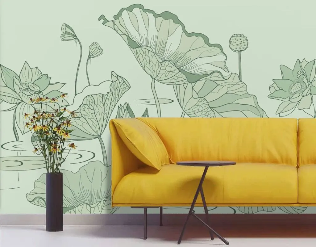 Фотообои в интерьере кувшинки зеленые  13-727 фото