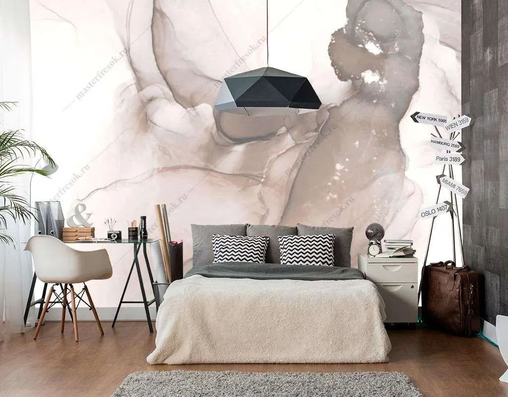 Фотообои в интерьере светлый фон флюид  9-1549 фото