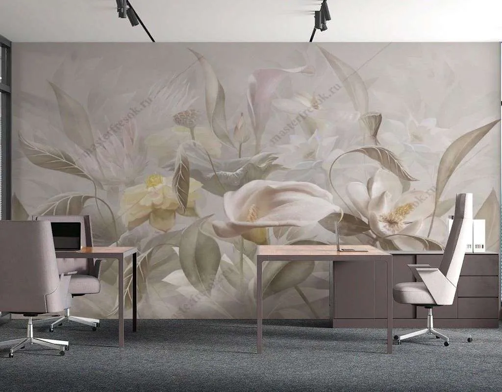 Фотообои в интерьере нежный букет  13-547 фото