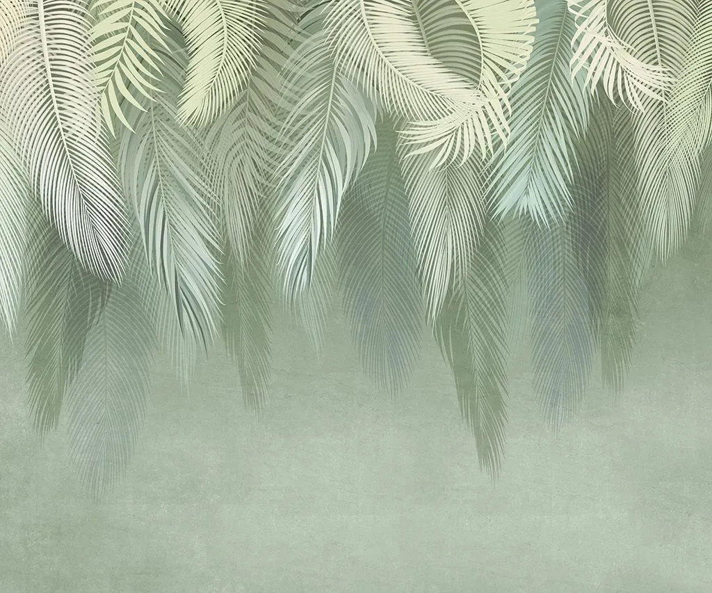 Фотообои в интерьере ветви пушистые зеленые  9-2116 фото