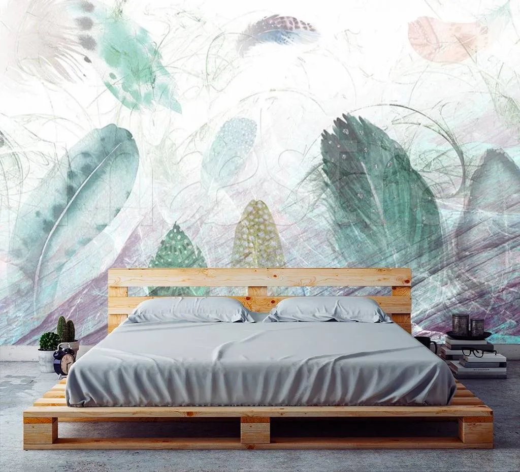 Фотообои Перья на сером  15-516