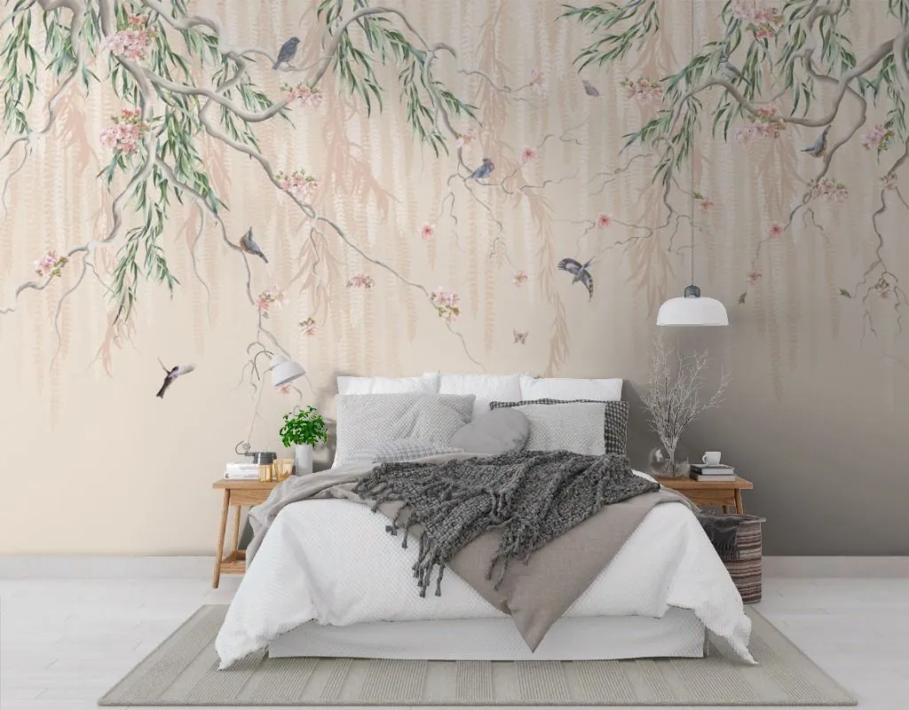 Фотообои Нежные веточки с птицами  13-721