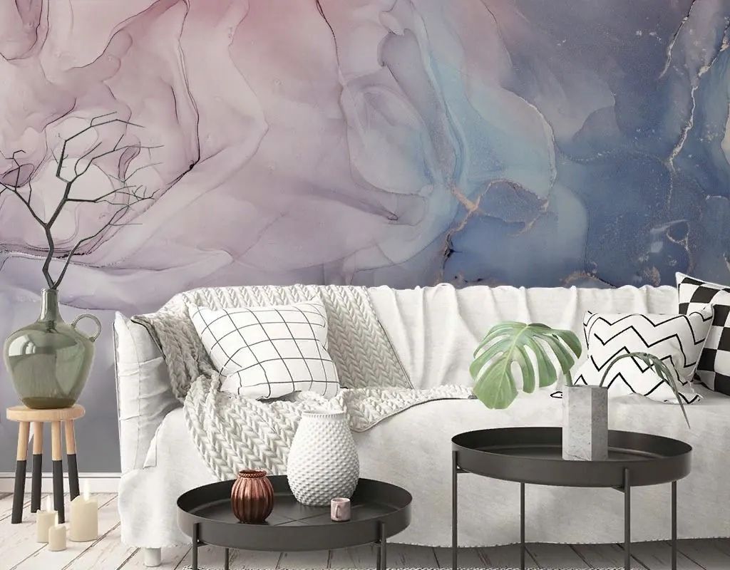 Фотообои в интерьере чернила холодный розово-голубой  9-2045 фото