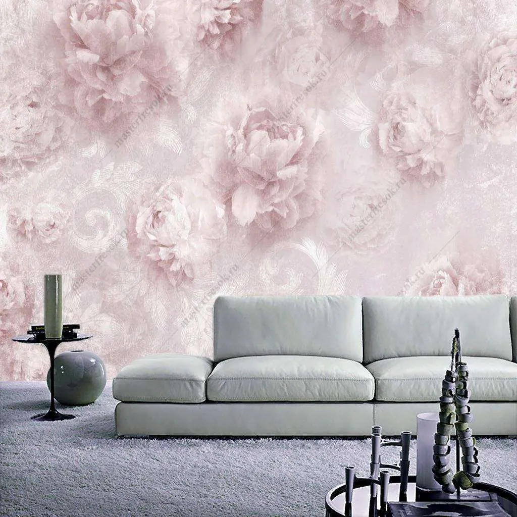 Фотообои Бесшовные обои на стену:  Розовые пионы. Артикул: 10-751  