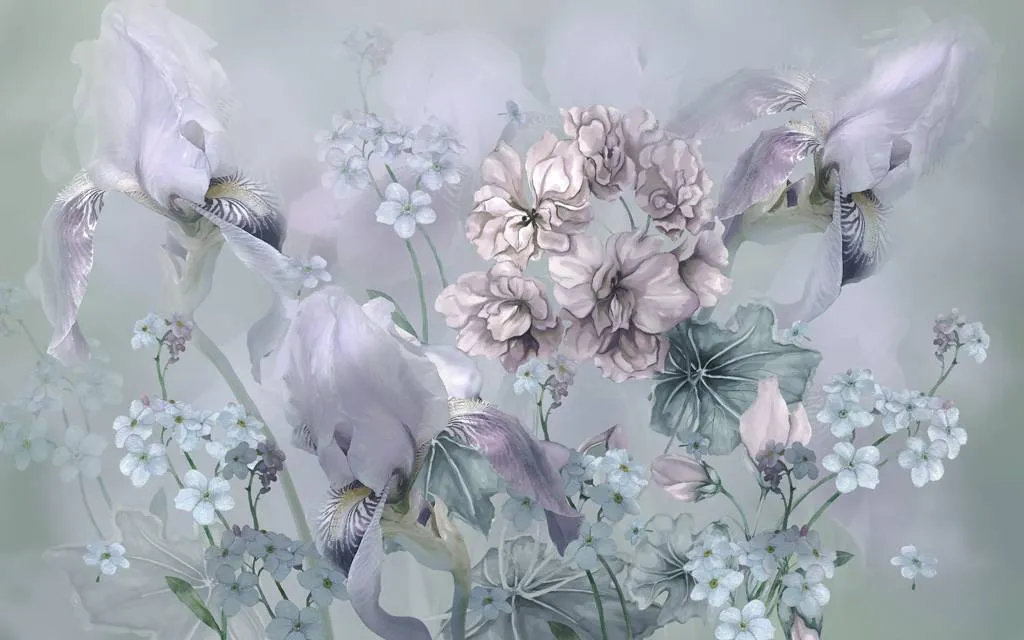 Фотообои в интерьере нежный букет цветов  13-258 фото