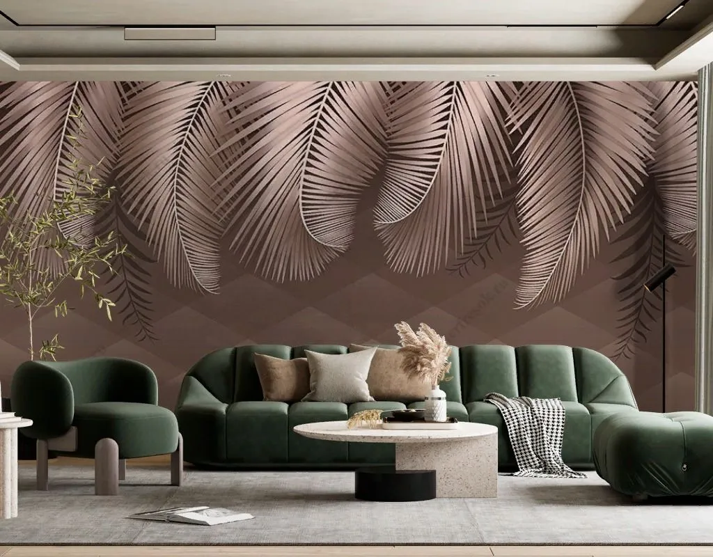 Фотообои в интерьере пальмовые ветви свисающие  9-1644 фото