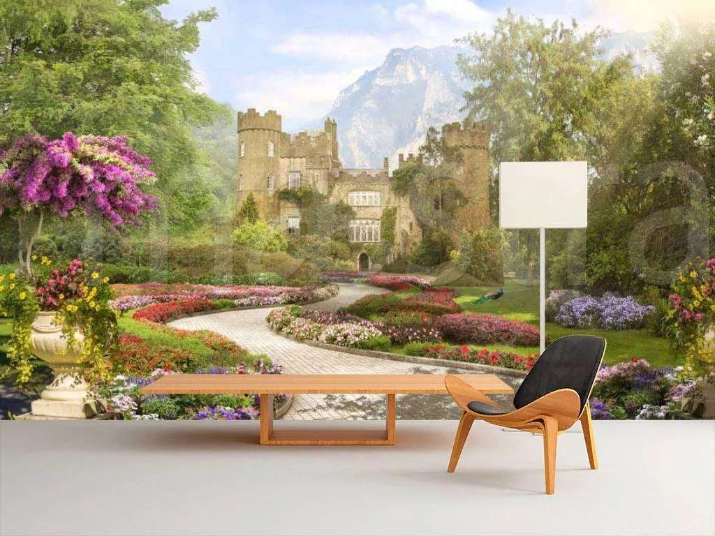 Фотообои в интерьере замок в старинном парке  7-221 фото