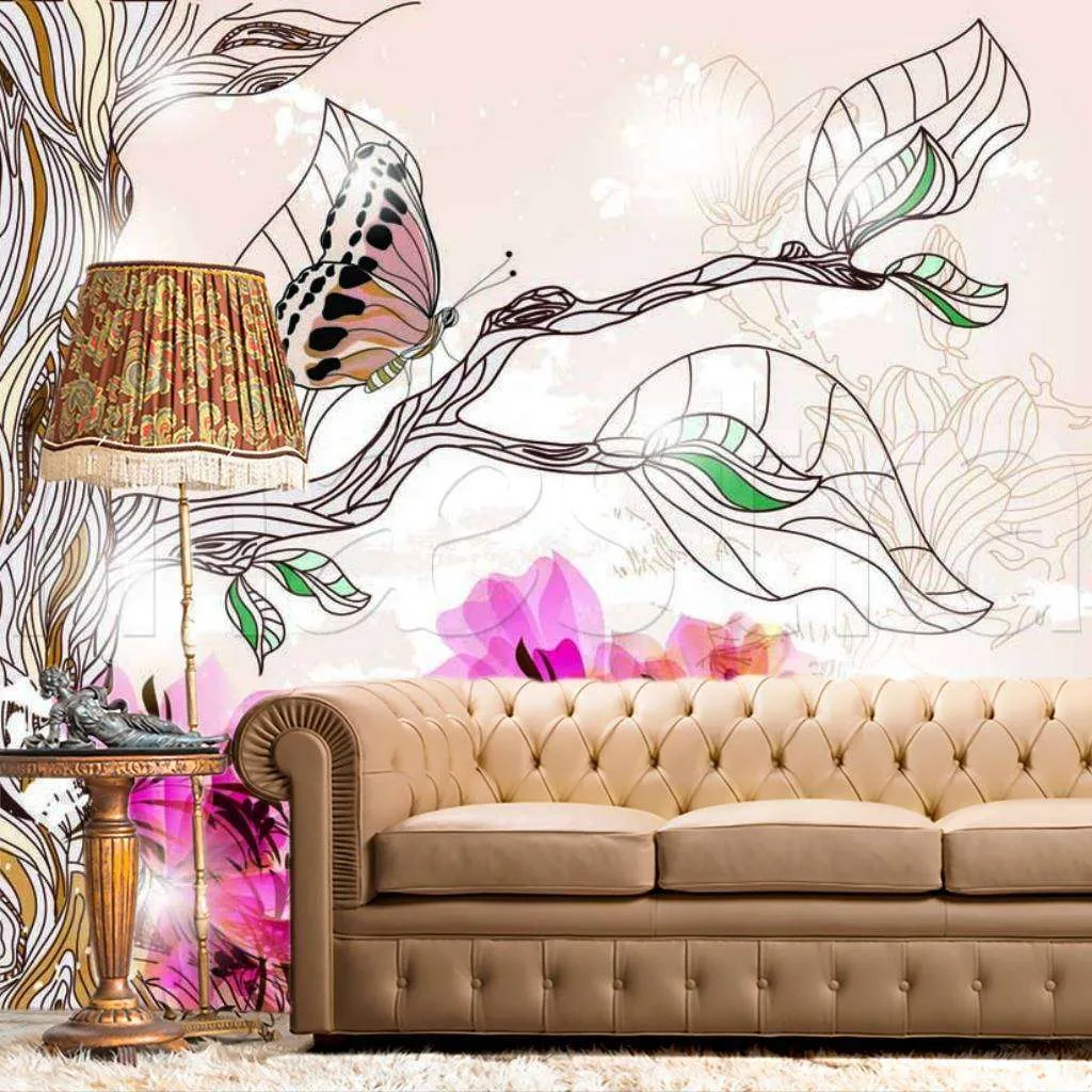 Фотообои Арт дерево с бабочкой  6-110