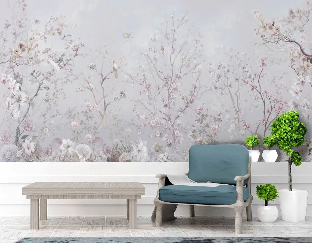 Фотообои в интерьере шинуазри нежный фон  13-719 фото