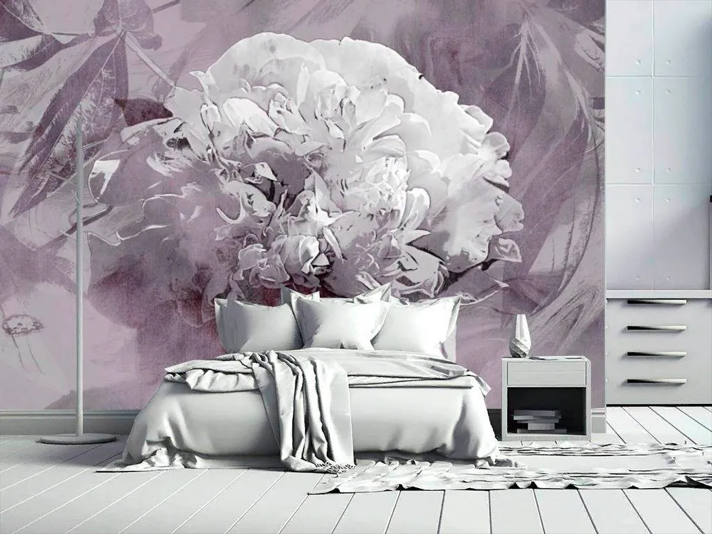 Фотообои в интерьере живописный пион  13-276 фото