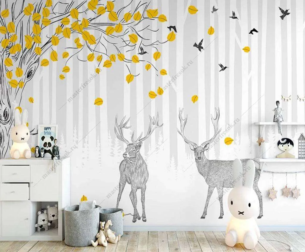 Фотообои в интерьере винтажный олень  15-988 фото