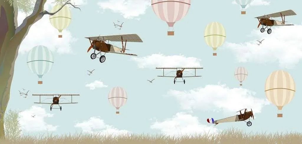 Фотообои в интерьере самолетики и шары  12-825 фото