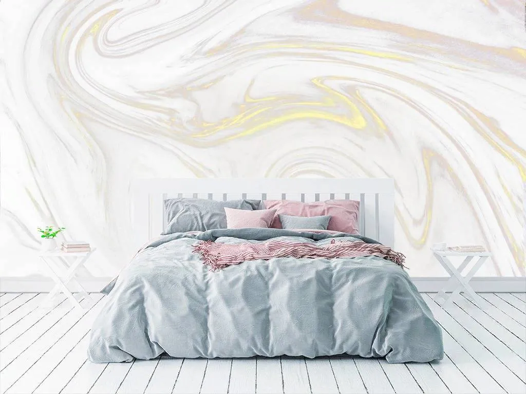 Фотообои в интерьере флюид арт - золотистый шелк  9-957 фото