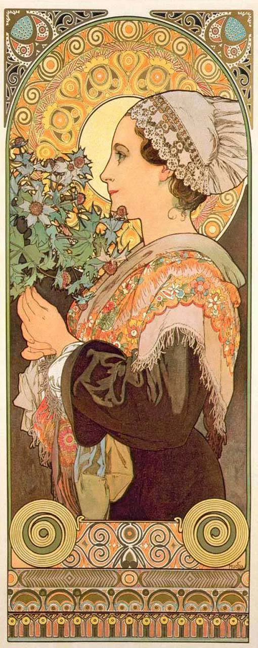 Фотообои в интерьере альфонс мариа муха – чертополох из песков  8-202 фото