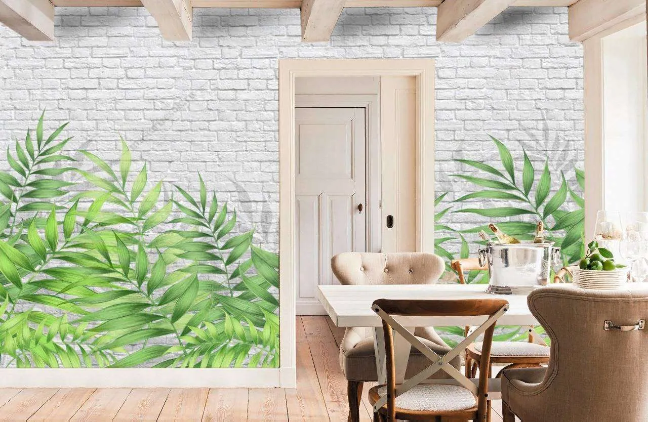 Фотообои в интерьере кирпичная стена  10-762 фото