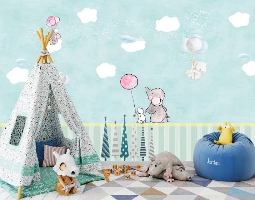 Фотообои Воздушные шарики и три слоника  15-296