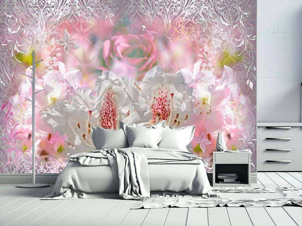 Фотообои Розовые лилии и розы  6-086