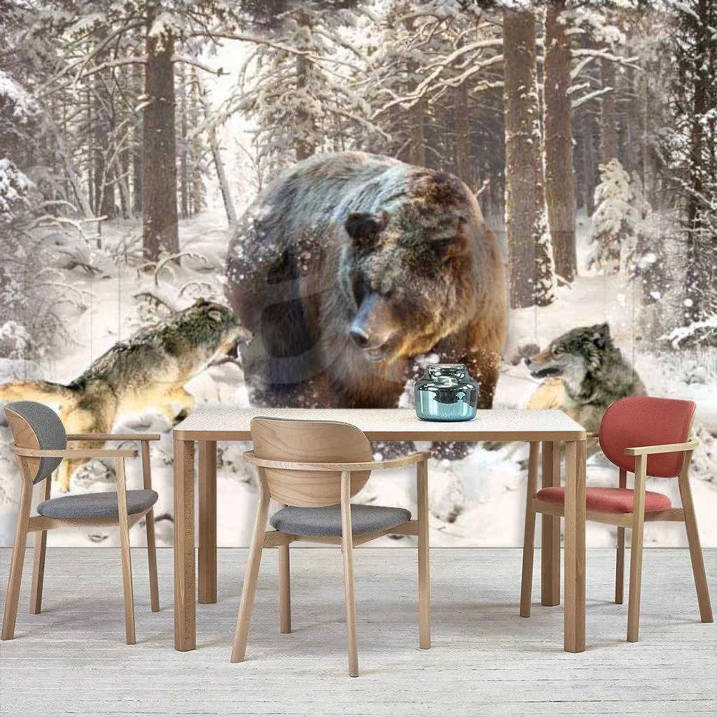 Фотообои в интерьере зима в русском лесу  7-015 фото