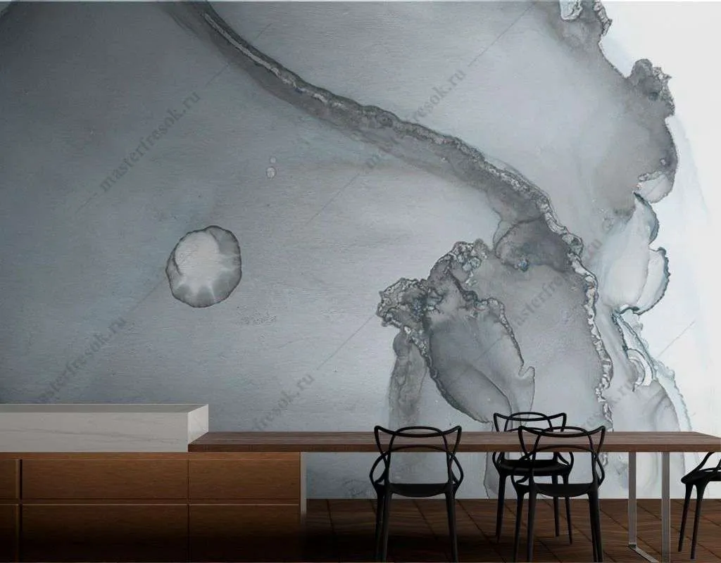 Фотообои в интерьере серые разводы мрамора  9-1572 фото