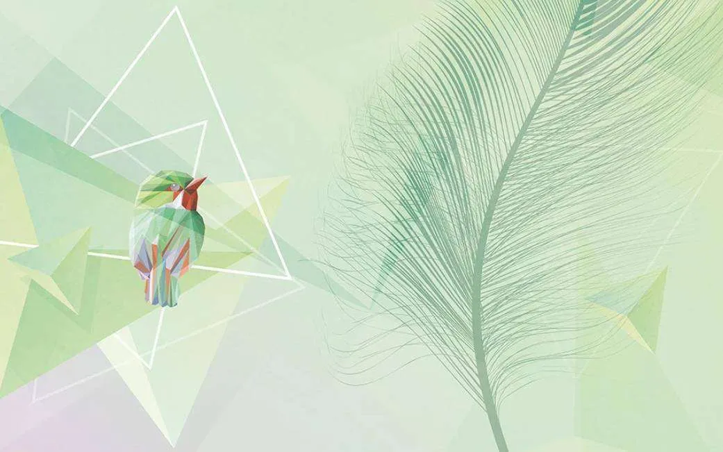 Фотообои в интерьере зеленое перо  15-363 фото