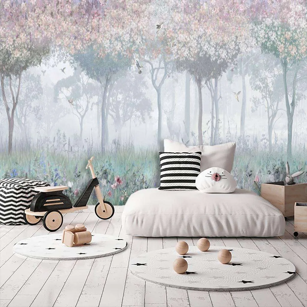 Фотообои в интерьере утро в сказочном лесу  13-024 фото