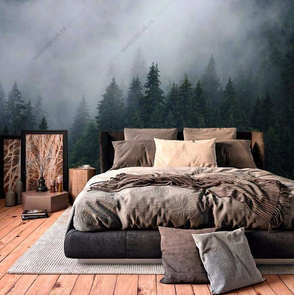 Фотообои в интерьере туманные леса  9-1172 фото