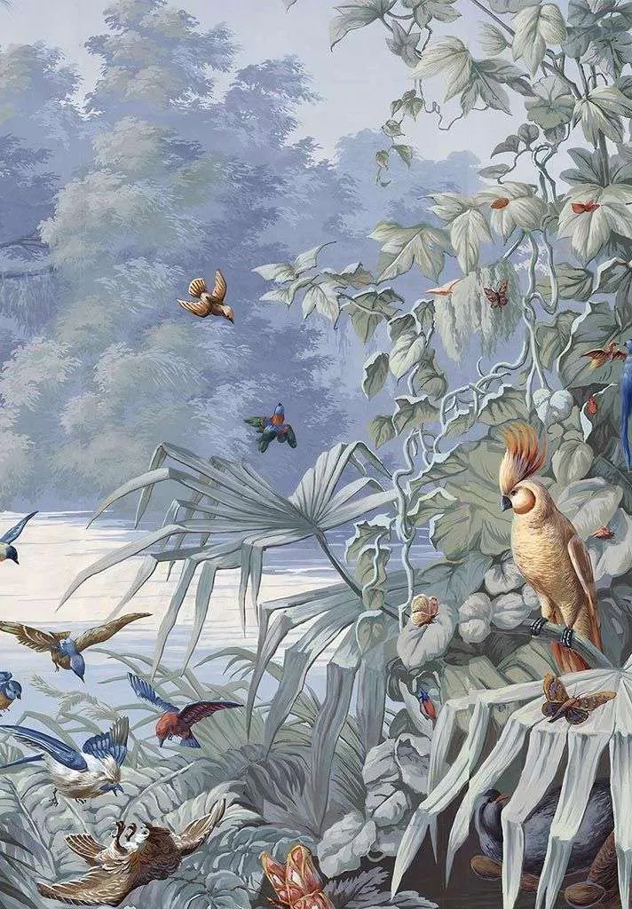 Фотообои в интерьере попугай в райском саду  14-564 фото