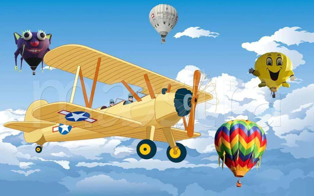 Фотообои в интерьере самолет большой желтый  15-110 фото