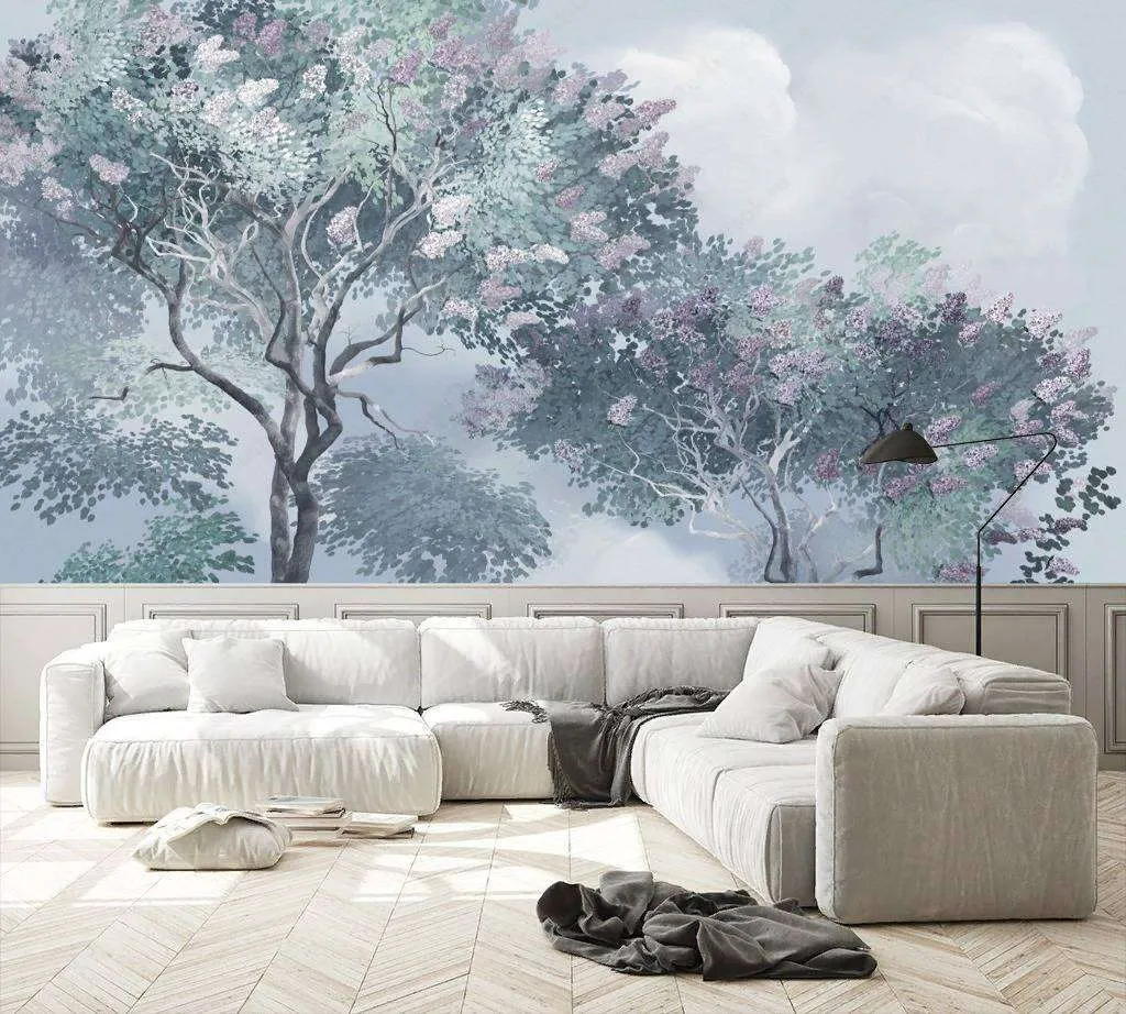 Фотообои в интерьере лес серый  13-226 фото