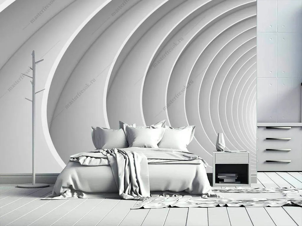 Фотообои в интерьере 3д волнообразный коридор  10-822 фото