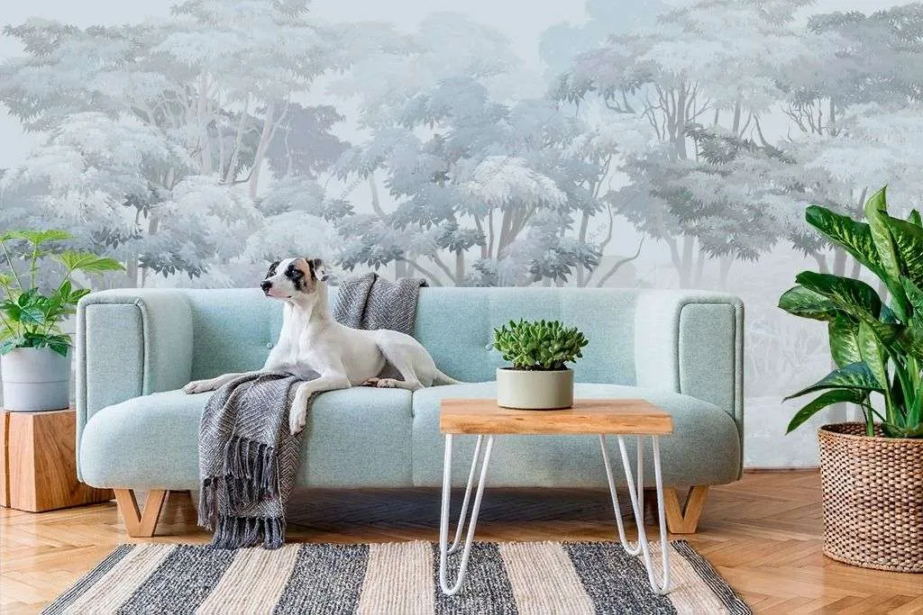 Фотообои в интерьере серебристый лес  13-331 фото