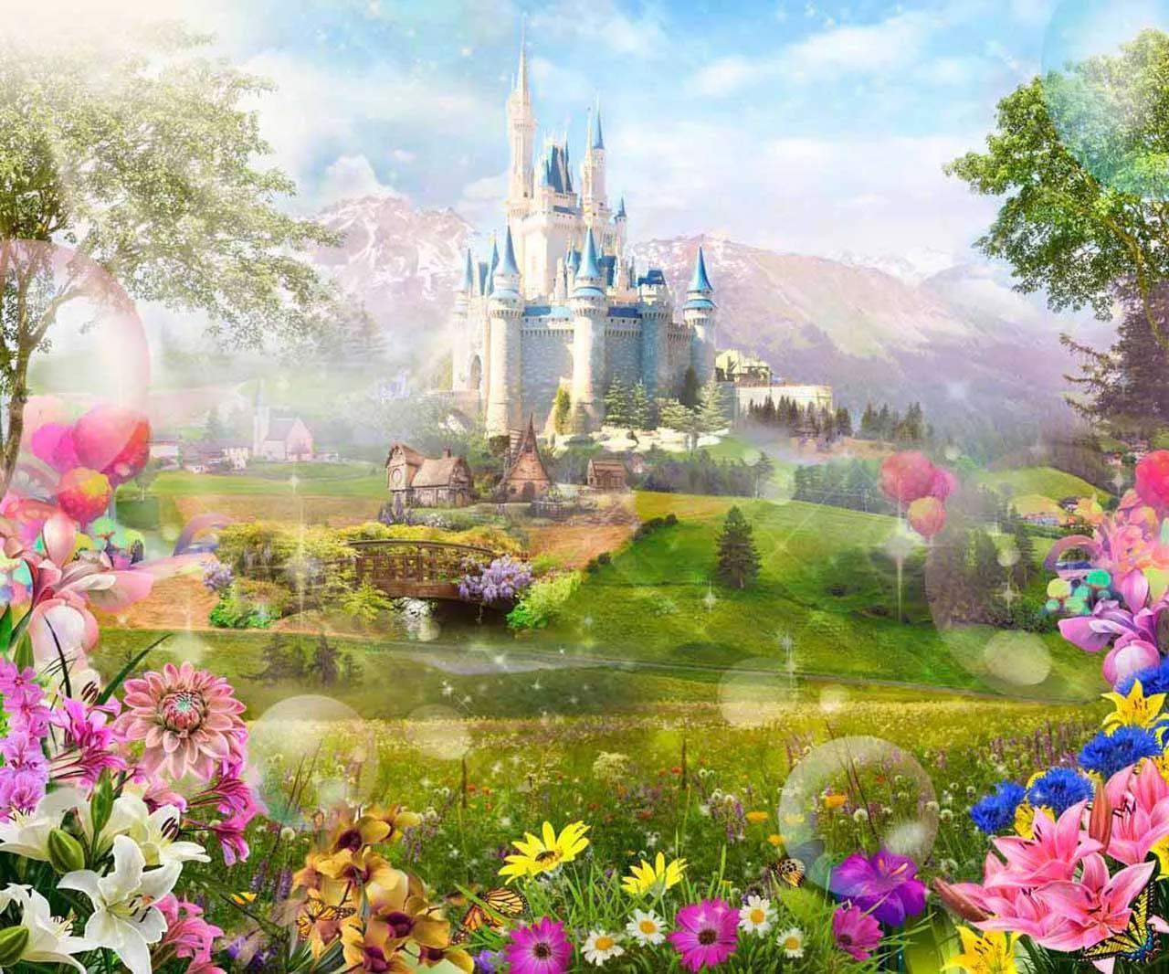 Фотообои в интерьере замок на сказочной поляне  7-423 фото