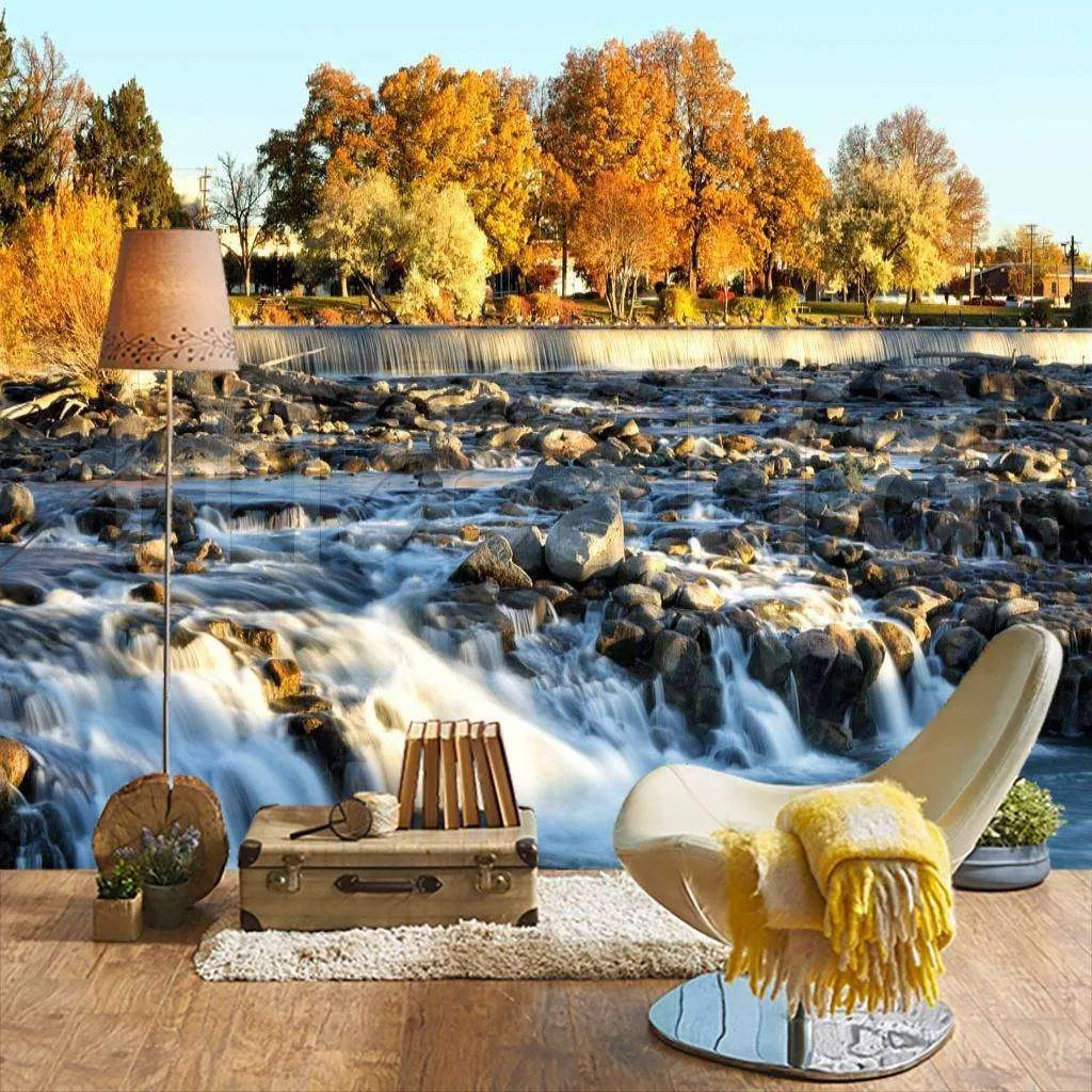 Фотообои в интерьере вид на водопад в городе айдахо фолс, сша  9-901 фото